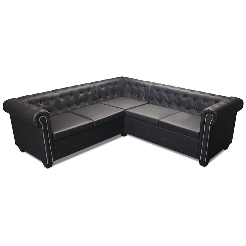 vidaXL Hoekbank 5-zits Chesterfield-stijl kunstleer wit