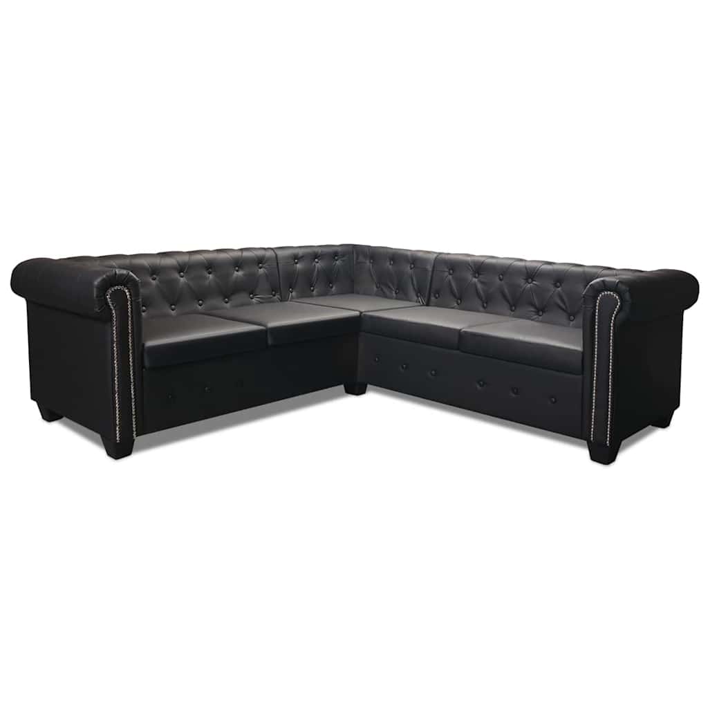 vidaXL Hoekbank 5-zits Chesterfield-stijl kunstleer wit