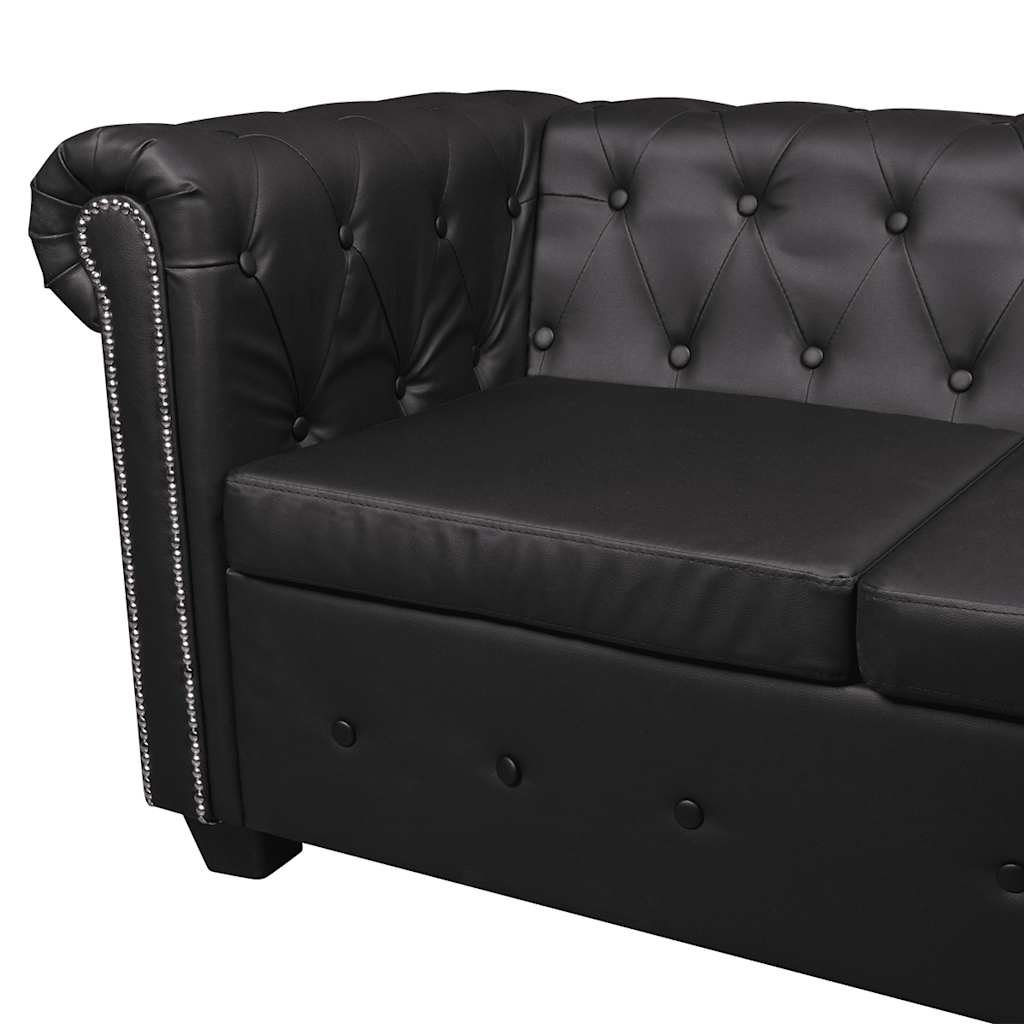 vidaXL Hoekbank 5-zits Chesterfield-stijl kunstleer wit