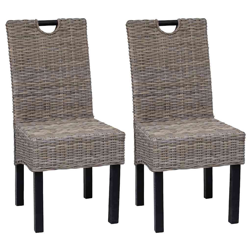 vidaXL Eetkamerstoel Kubu 2 stuks rattan mangohout