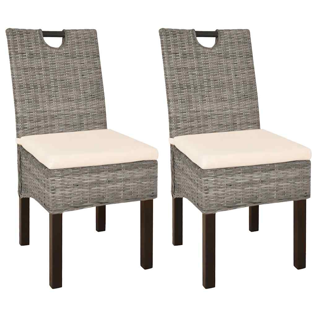 vidaXL Eetkamerstoel Kubu 2 stuks rattan mangohout