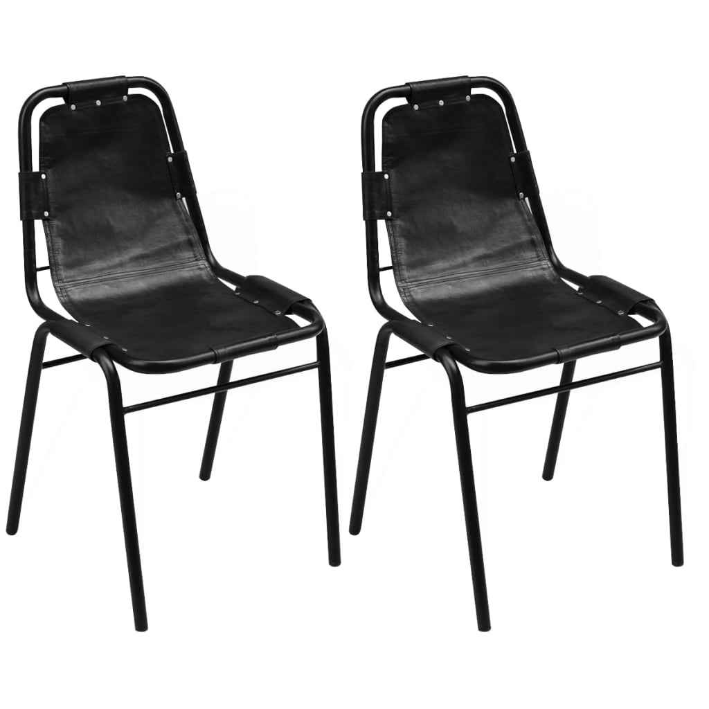 vidaXL Eetkamerstoelen 2 st echt leer zwart