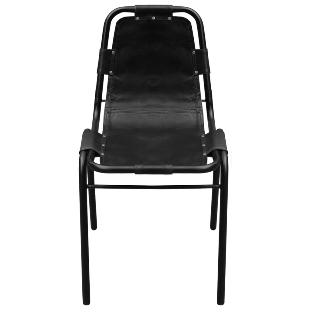 vidaXL Eetkamerstoelen 2 st echt leer zwart