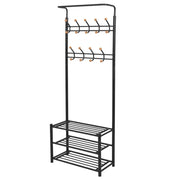 vidaXL Kledingrek met schoenenopberger 68x32x182,5 cm zwart