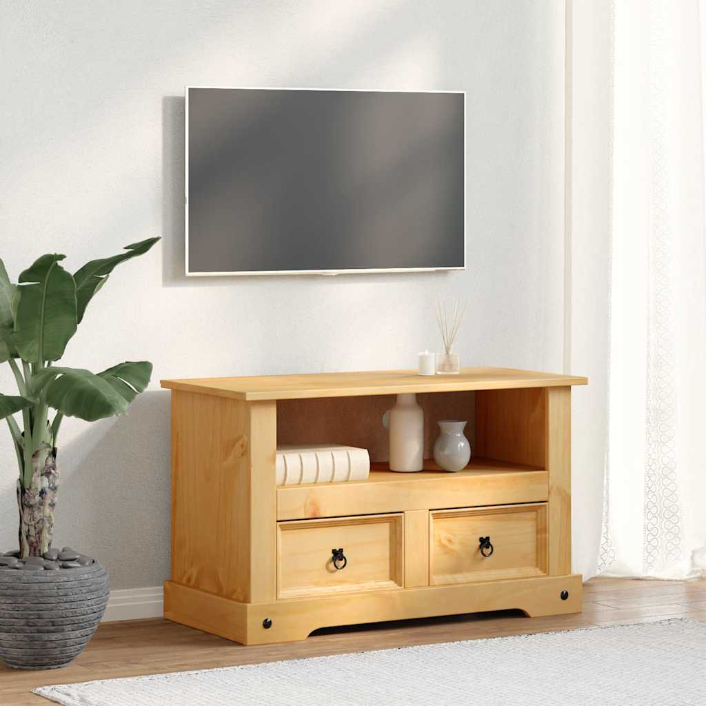 vidaXL Tv-meubel 91x43x56 cm Mexicaans grenenhout Corona-stijl wit