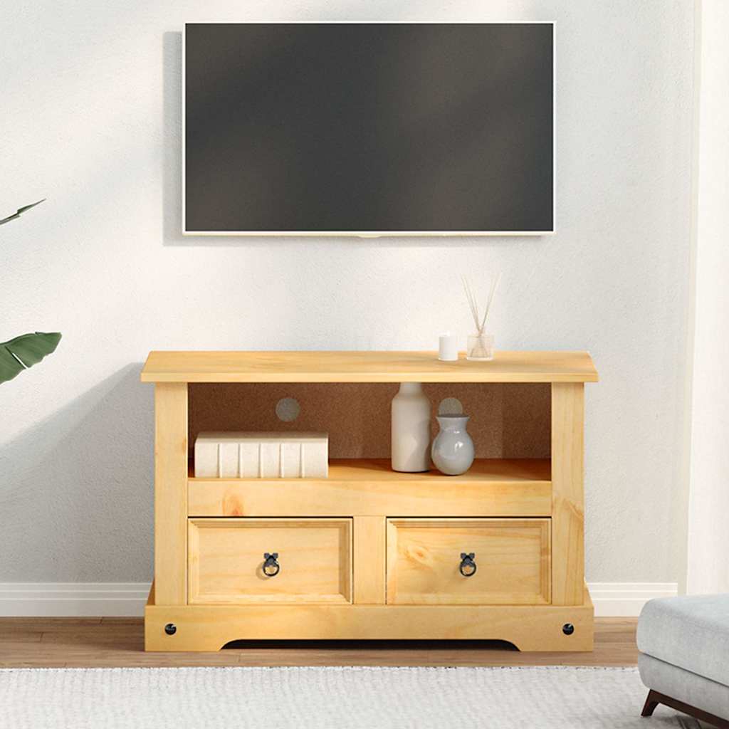 vidaXL Tv-meubel 91x43x56 cm Mexicaans grenenhout Corona-stijl wit