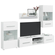 vidaXL Muurvitrine tv-meubel met LED-verlichting wit 5-delig