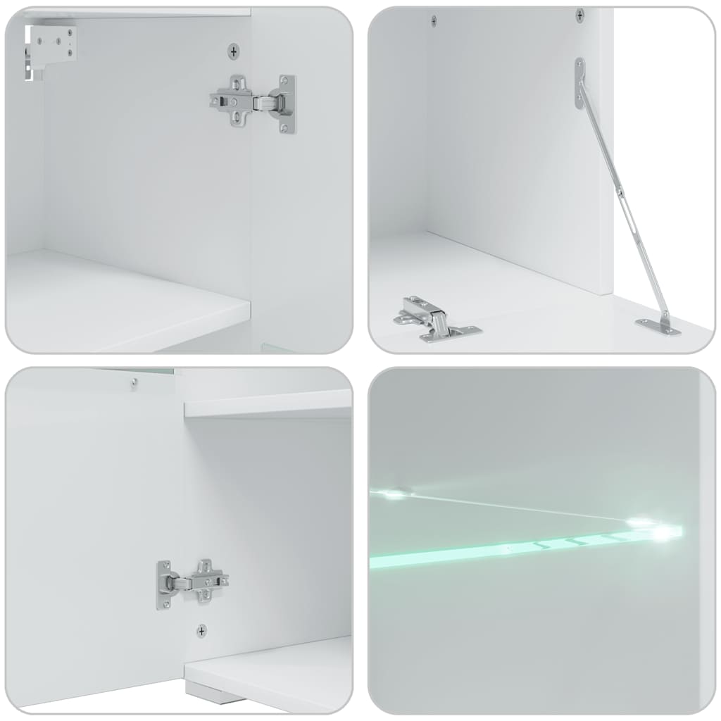 vidaXL Muurvitrine tv-meubel met LED-verlichting wit 5-delig