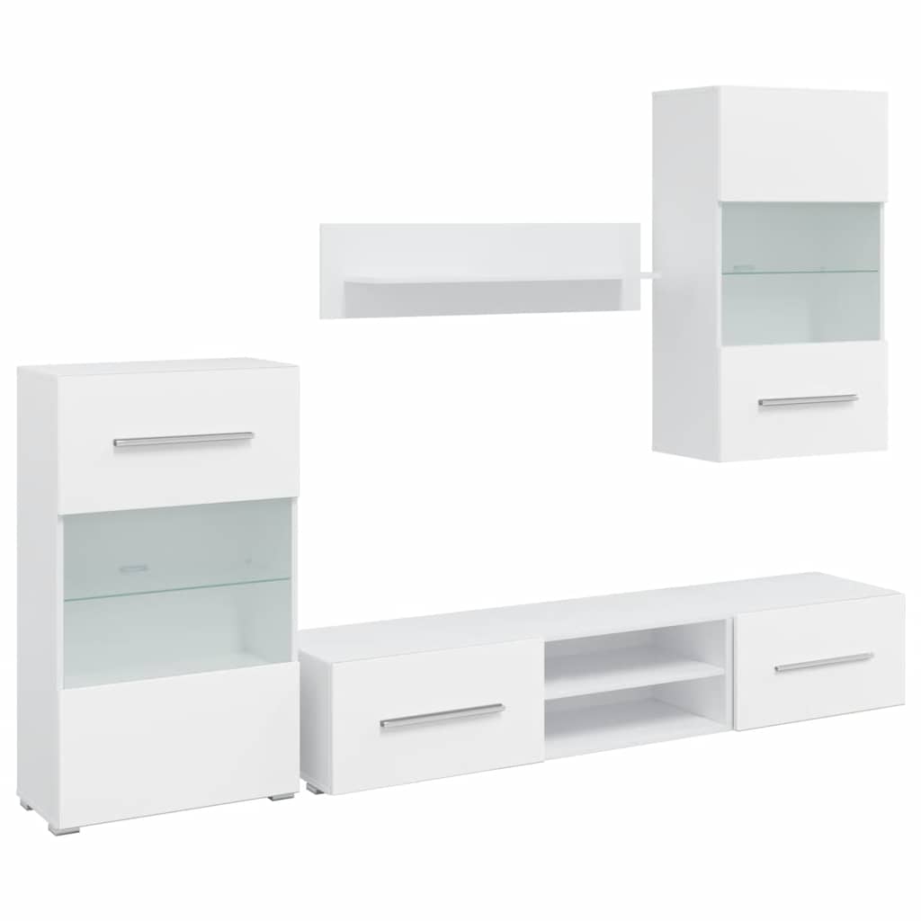 vidaXL Muurvitrine tv-meubel met LED-verlichting wit 5-delig