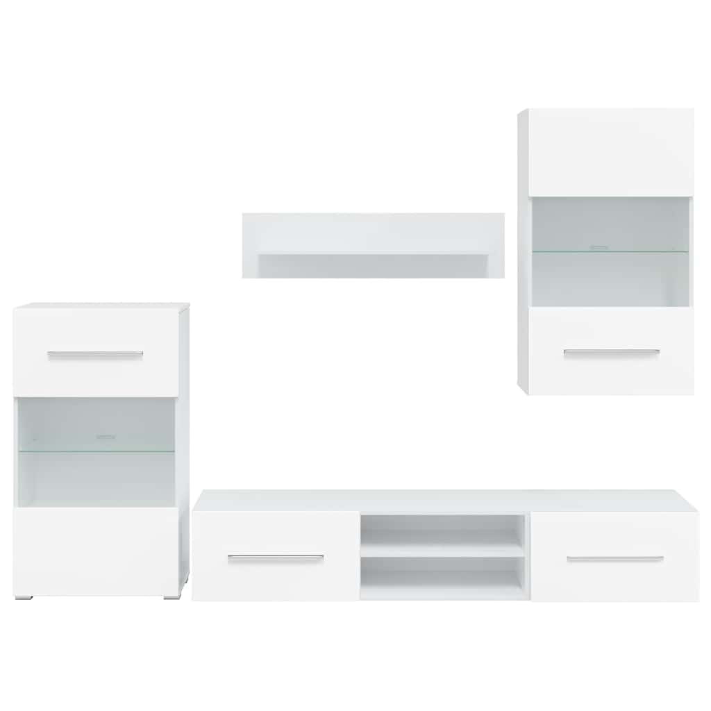 vidaXL Muurvitrine tv-meubel met LED-verlichting wit 5-delig