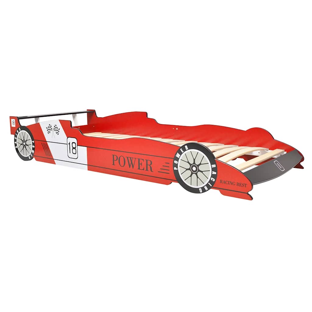 vidaXL Kinderbed raceauto met LED-verlichting rood 90x200 cm