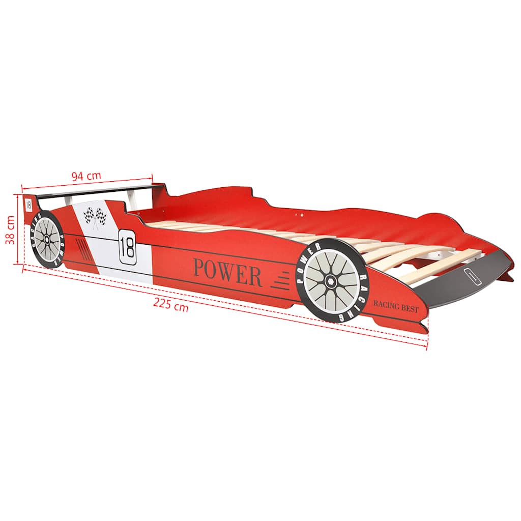 vidaXL Kinderbed raceauto met LED-verlichting rood 90x200 cm
