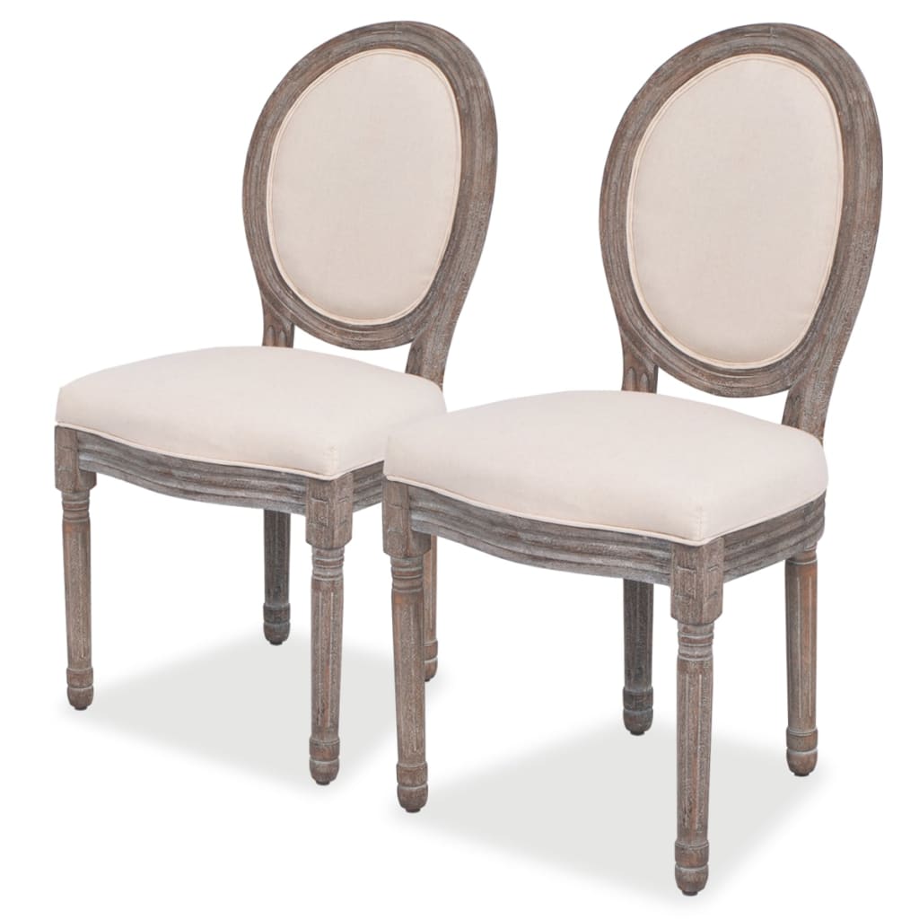 vidaXL Eetkamerstoelen 2 st stof crèmekleurig