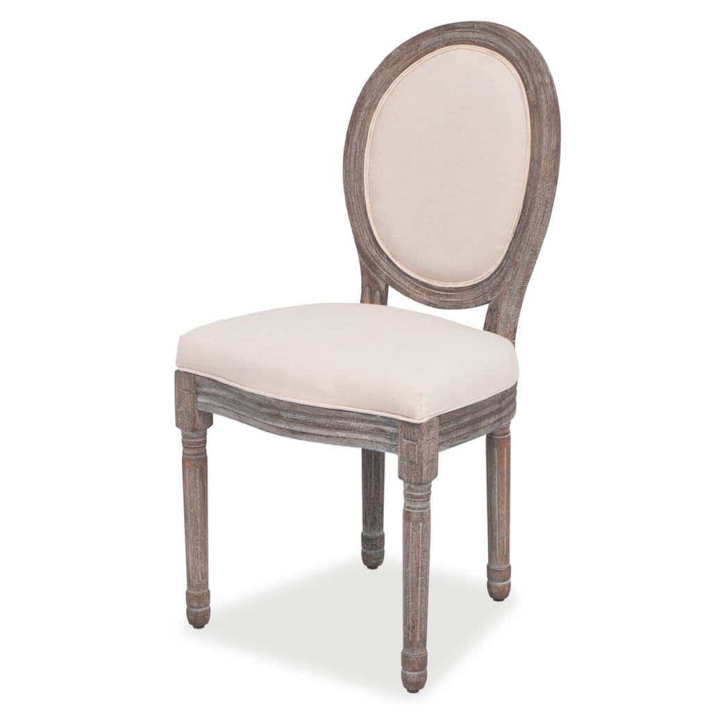 vidaXL Eetkamerstoelen 2 st stof crèmekleurig