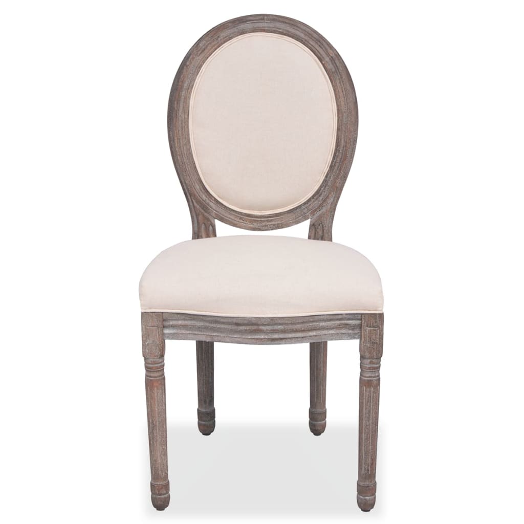 vidaXL Eetkamerstoelen 2 st stof crèmekleurig