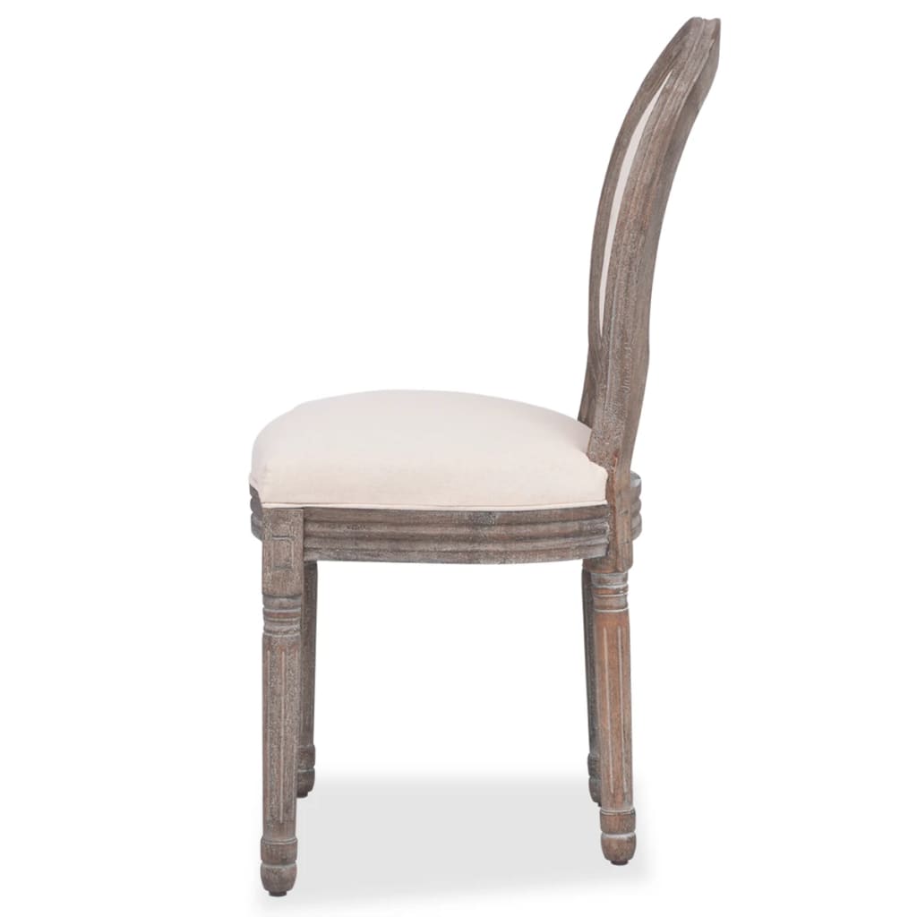 vidaXL Eetkamerstoelen 2 st stof crèmekleurig