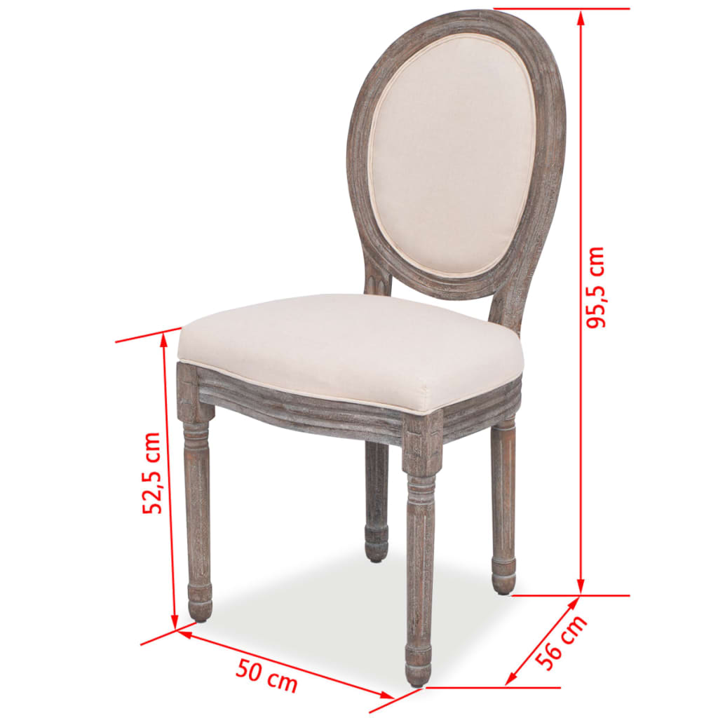vidaXL Eetkamerstoelen 2 st stof crèmekleurig