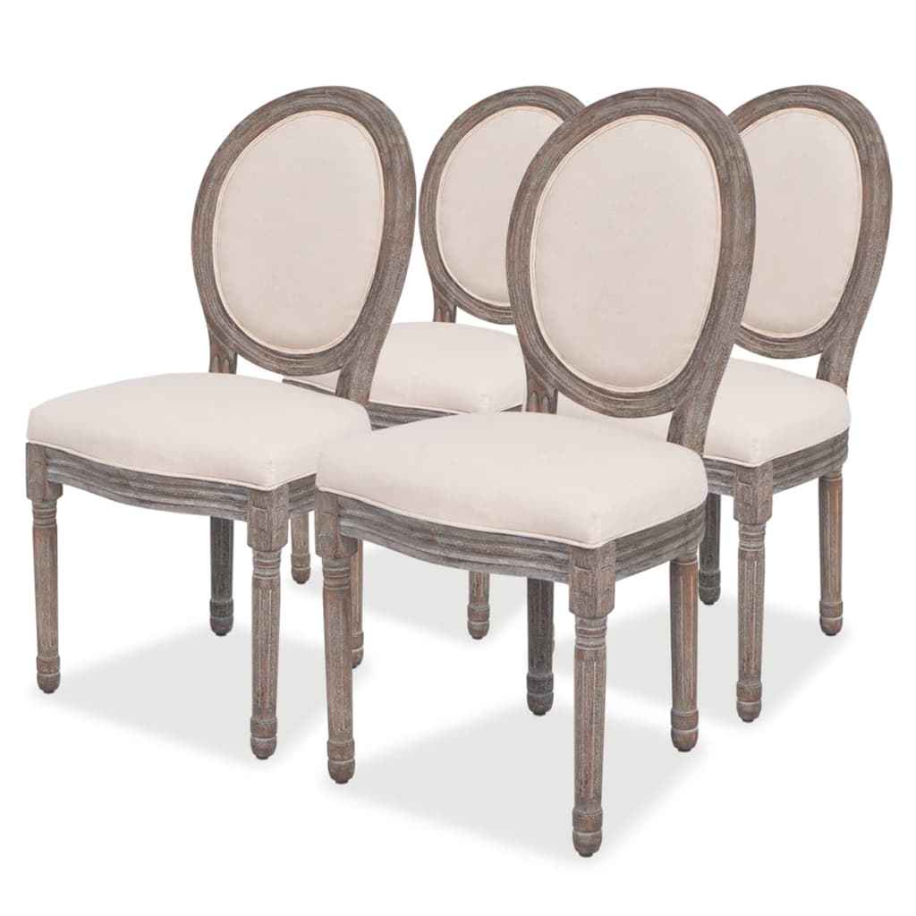 vidaXL Eetkamerstoelen 2 st stof crèmekleurig