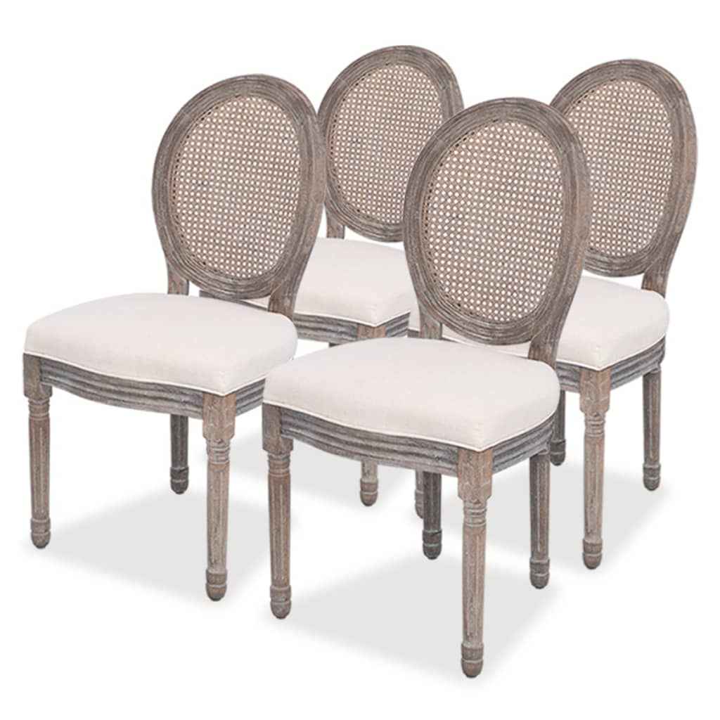 vidaXL Eetkamerstoelen 2 st stof crèmekleurig