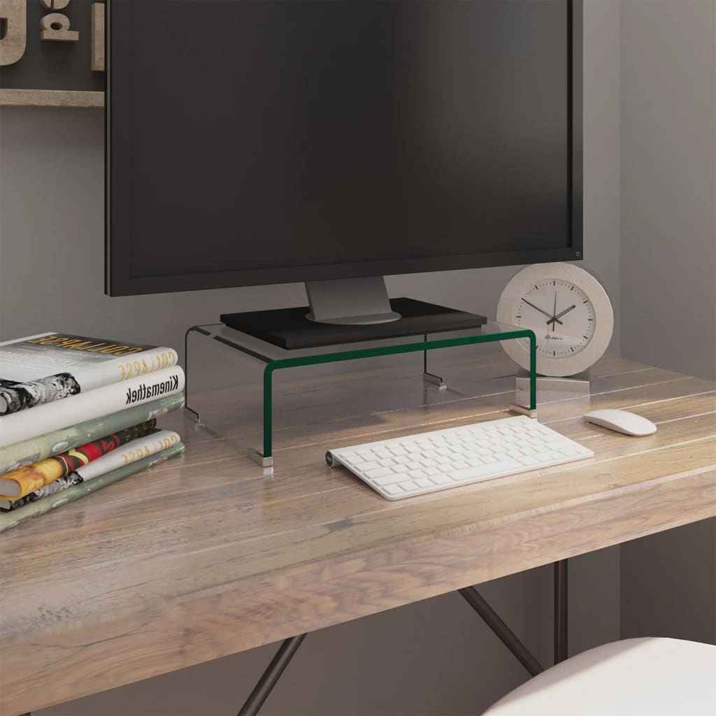 vidaXL Tv-meubel/monitorverhoger transparant 40x25x11 cm glas