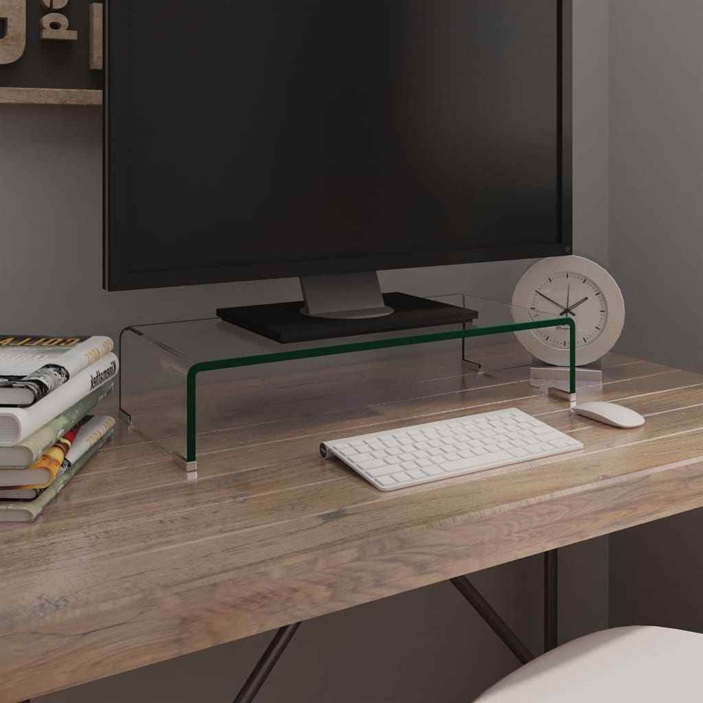 vidaXL Tv-meubel/monitorverhoger transparant 40x25x11 cm glas
