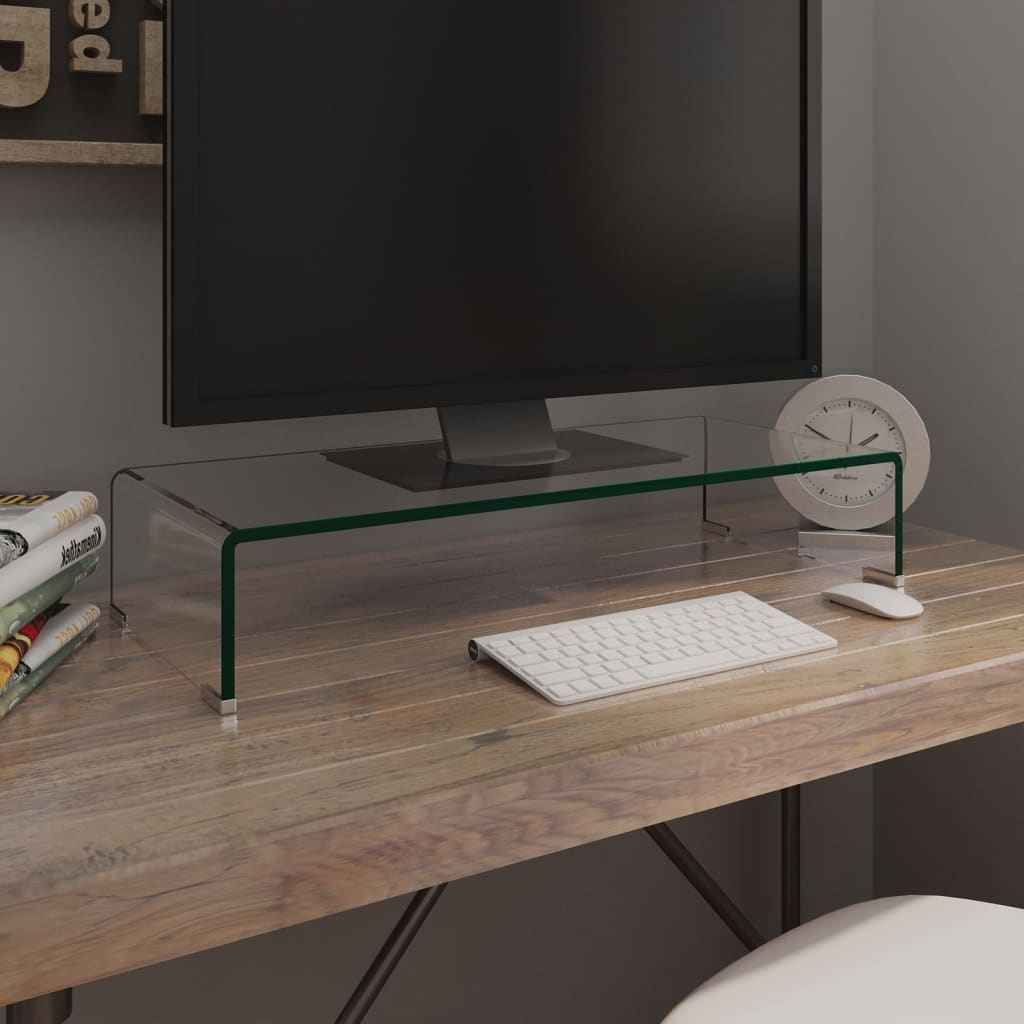 vidaXL Tv-meubel/monitorverhoger transparant 40x25x11 cm glas