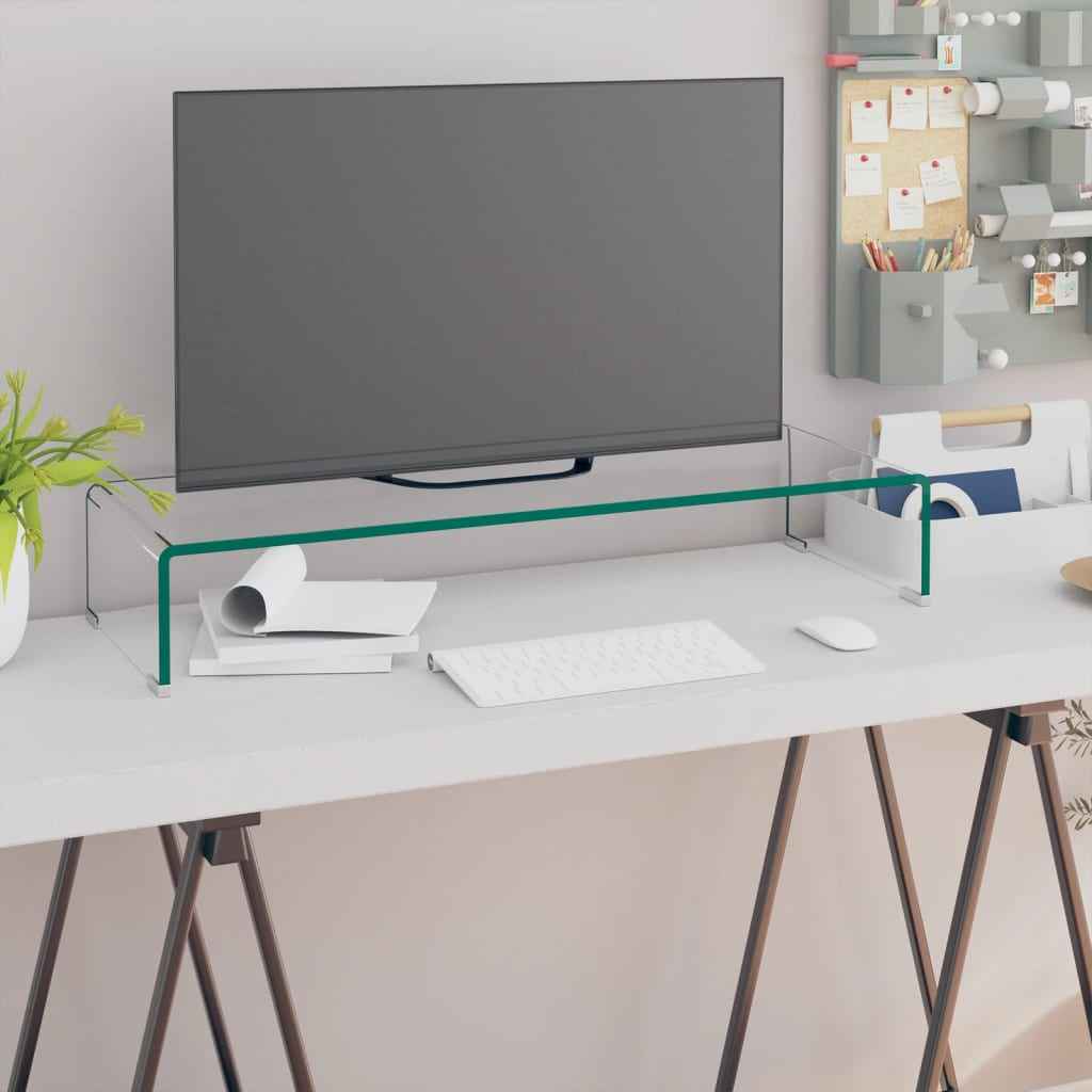 vidaXL Tv-meubel/monitorverhoger transparant 40x25x11 cm glas
