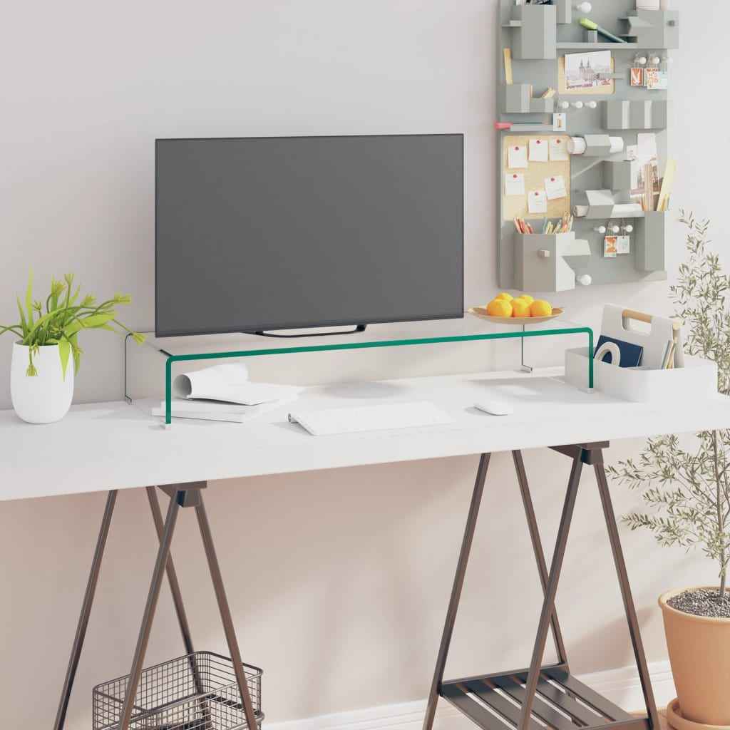 vidaXL Tv-meubel/monitorverhoger transparant 40x25x11 cm glas