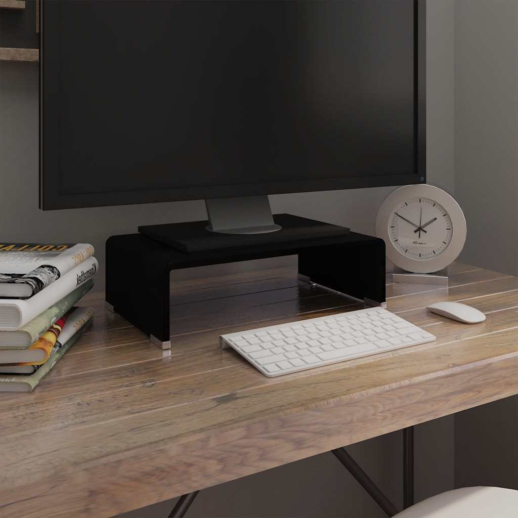 vidaXL Tv-meubel/monitorverhoger transparant 40x25x11 cm glas