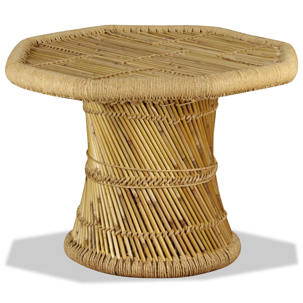 vidaXL Salontafel achthoekig met chindi details bamboe meerkleurig