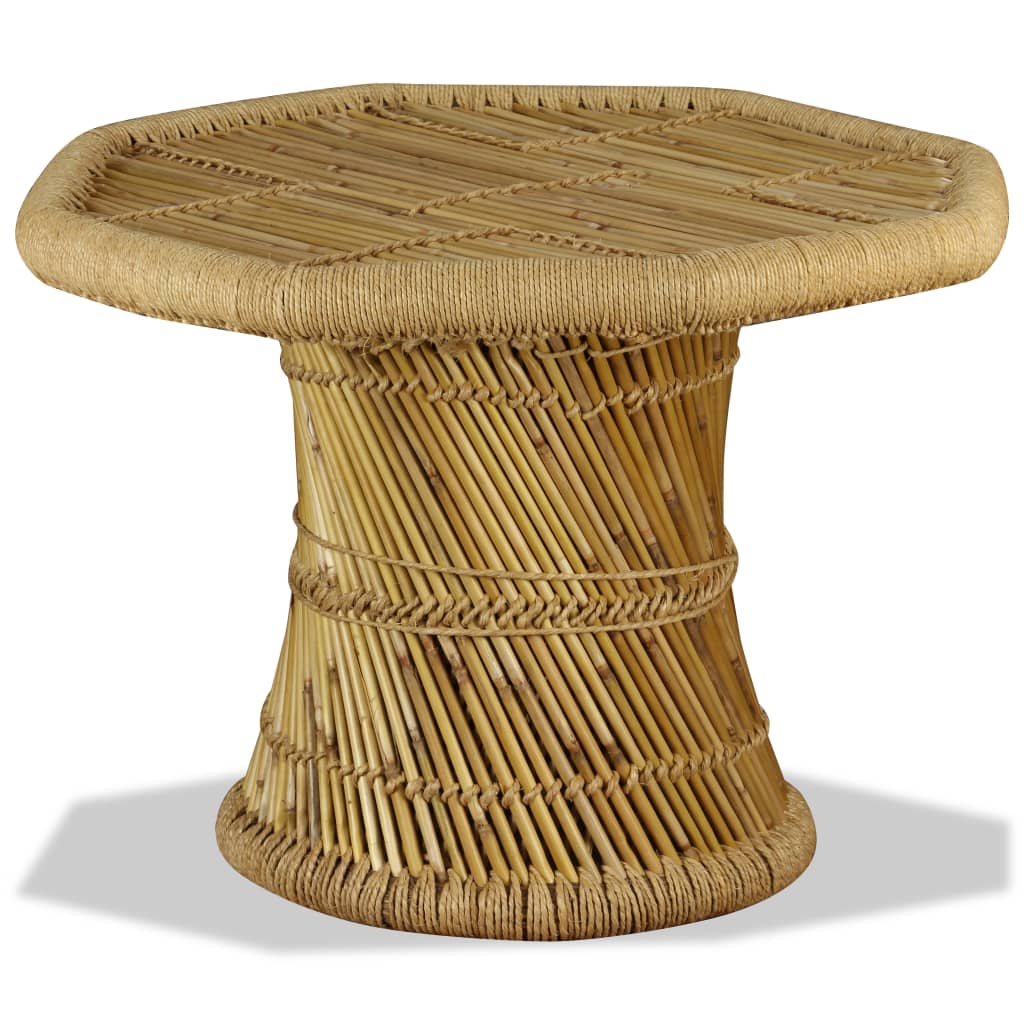 vidaXL Salontafel achthoekig met chindi details bamboe meerkleurig