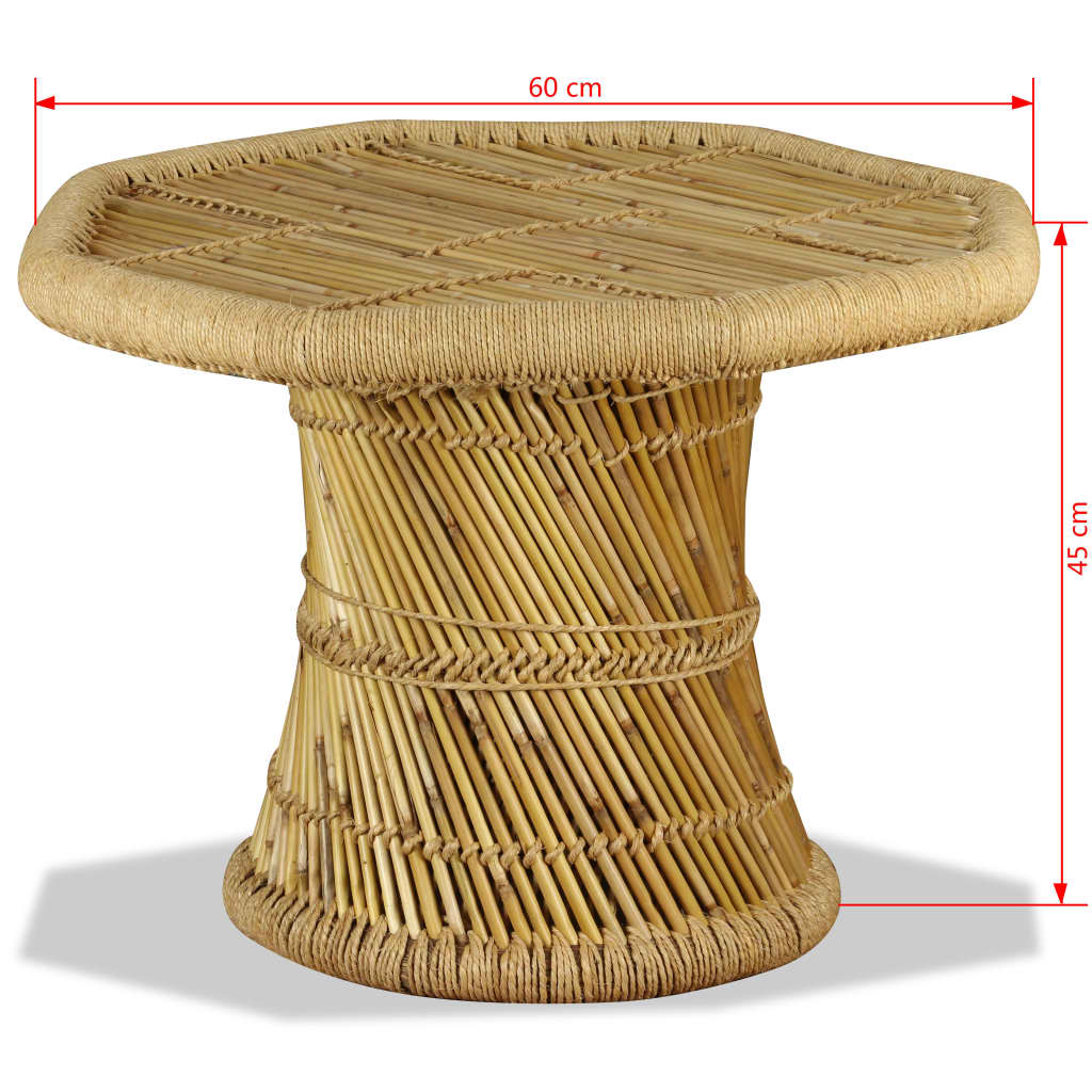 vidaXL Salontafel achthoekig met chindi details bamboe meerkleurig