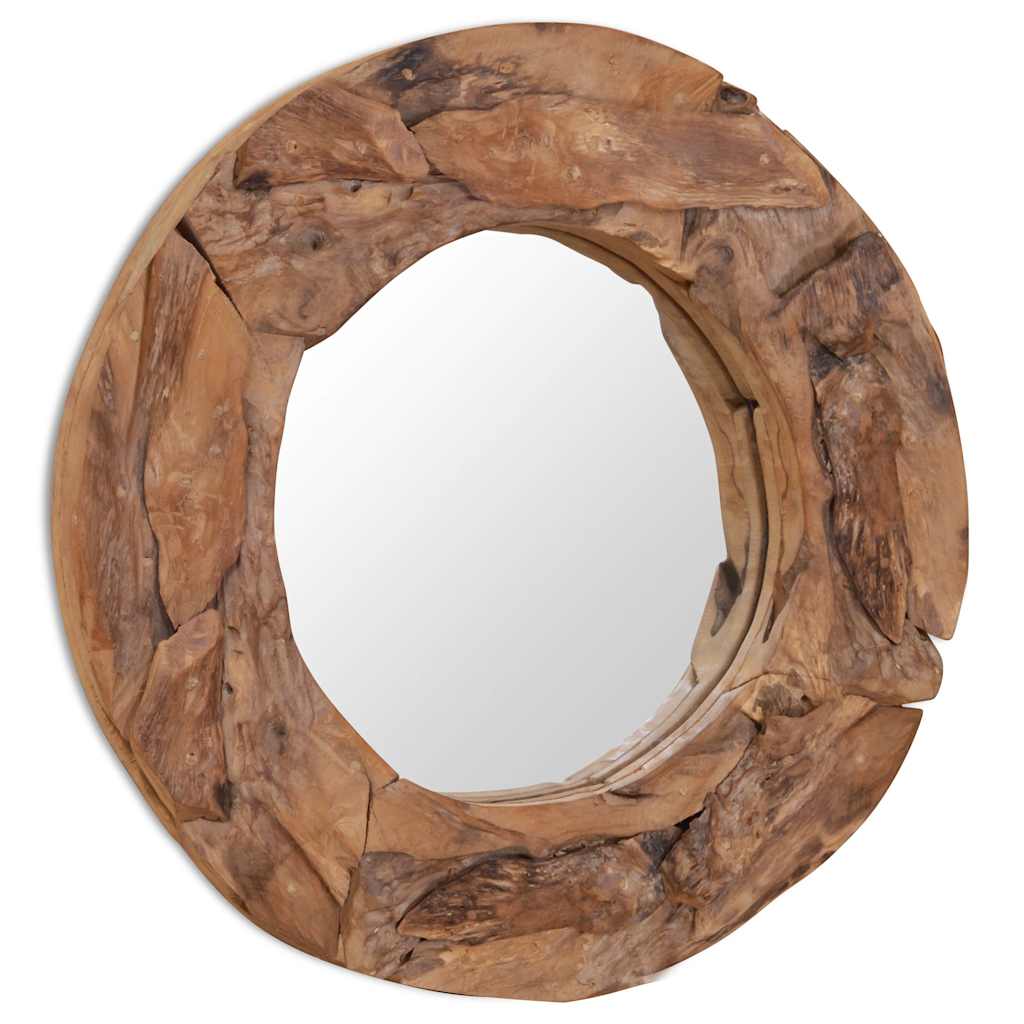 vidaXL Decorative Round Mirror 60 cm Teak Wood