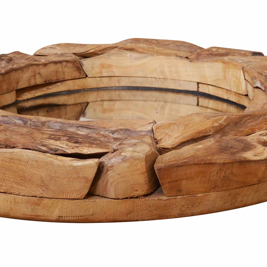 vidaXL Decorative Round Mirror 60 cm Teak Wood