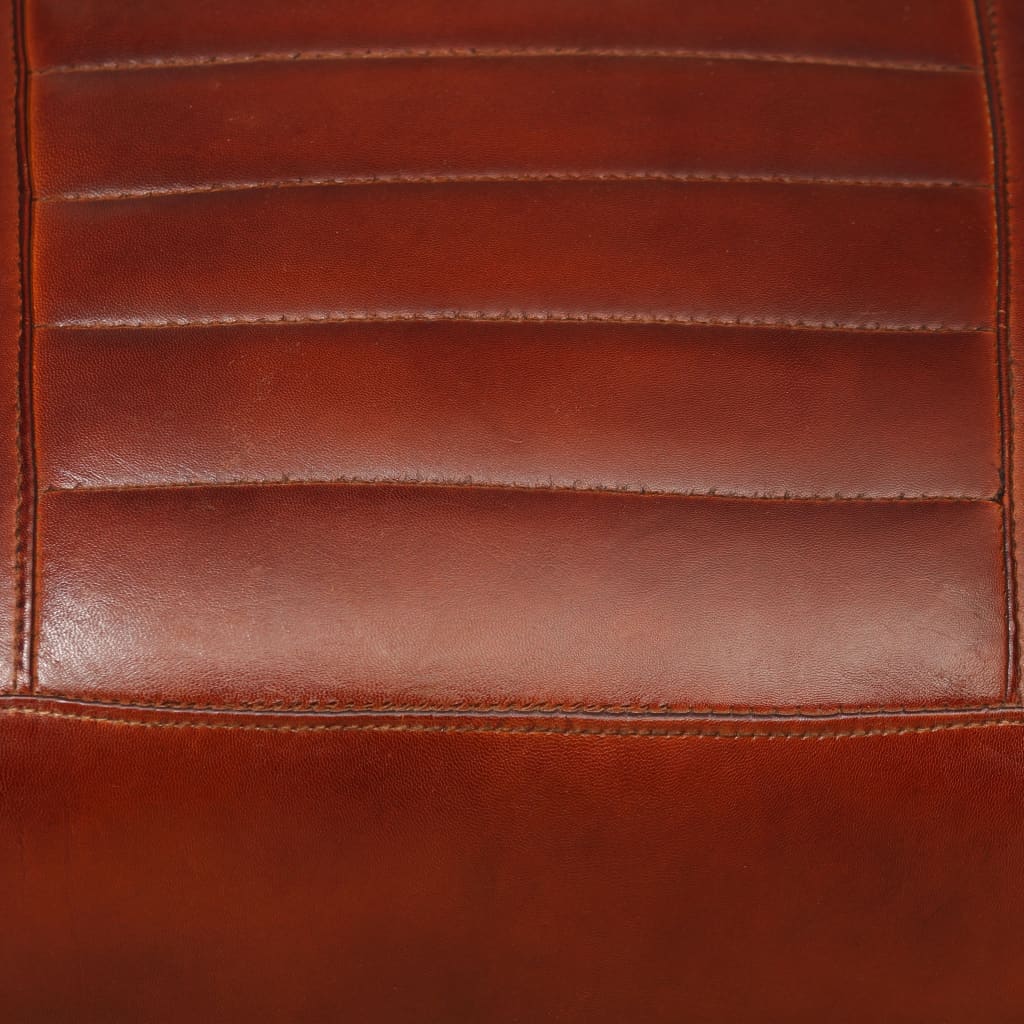 vidaXL Loungestoel echt geitenleer en canvas bruin