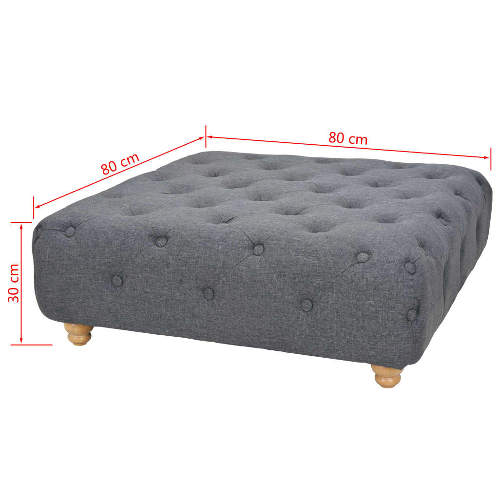 vidaXL Poef 80x80x30 cm stof donkergrijs