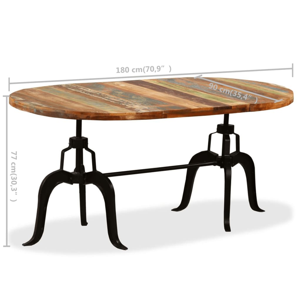 vidaXL Eettafel 180 cm massief gerecycled hout en staal