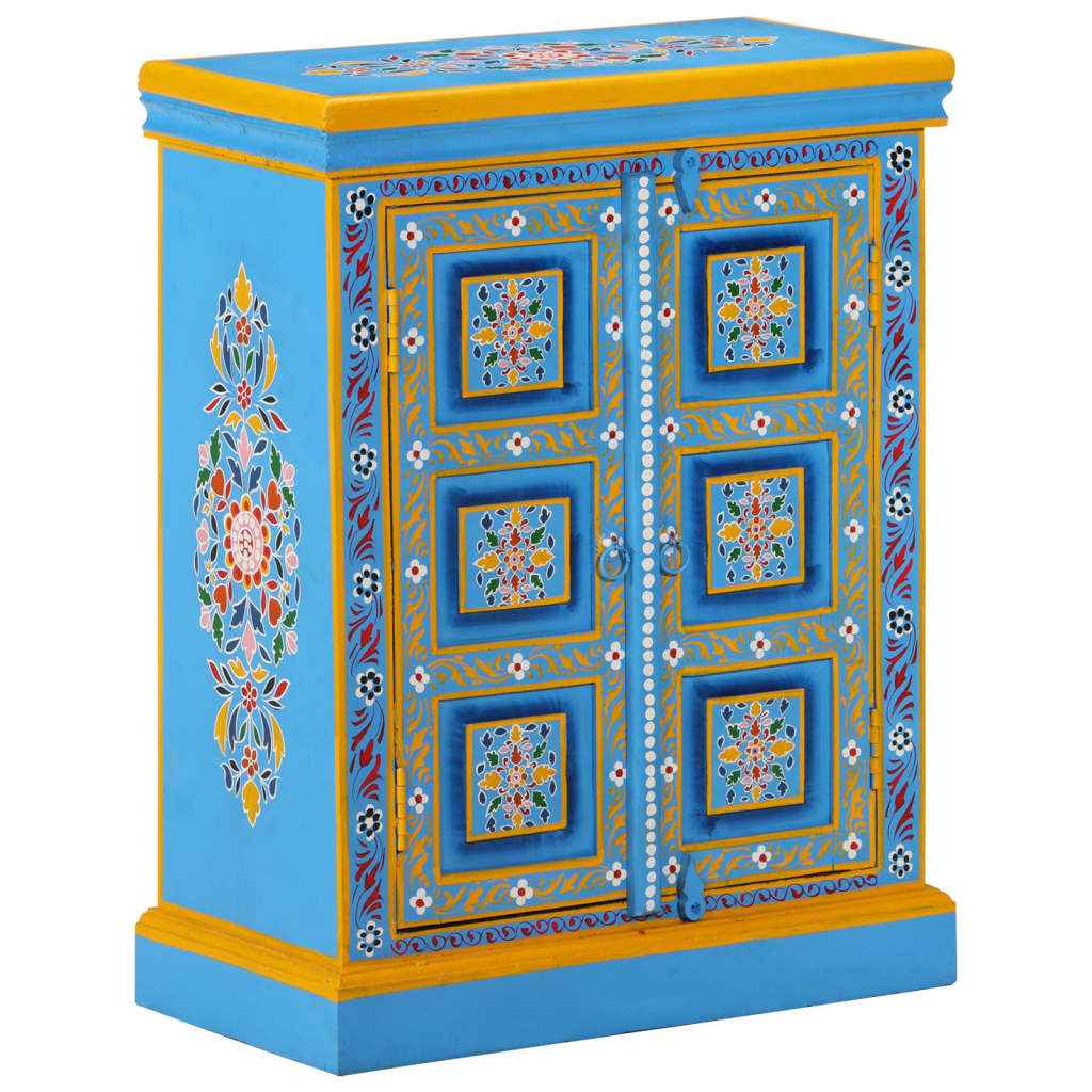 vidaXL Wandkast handgeschilderd massief mangohout turquoise