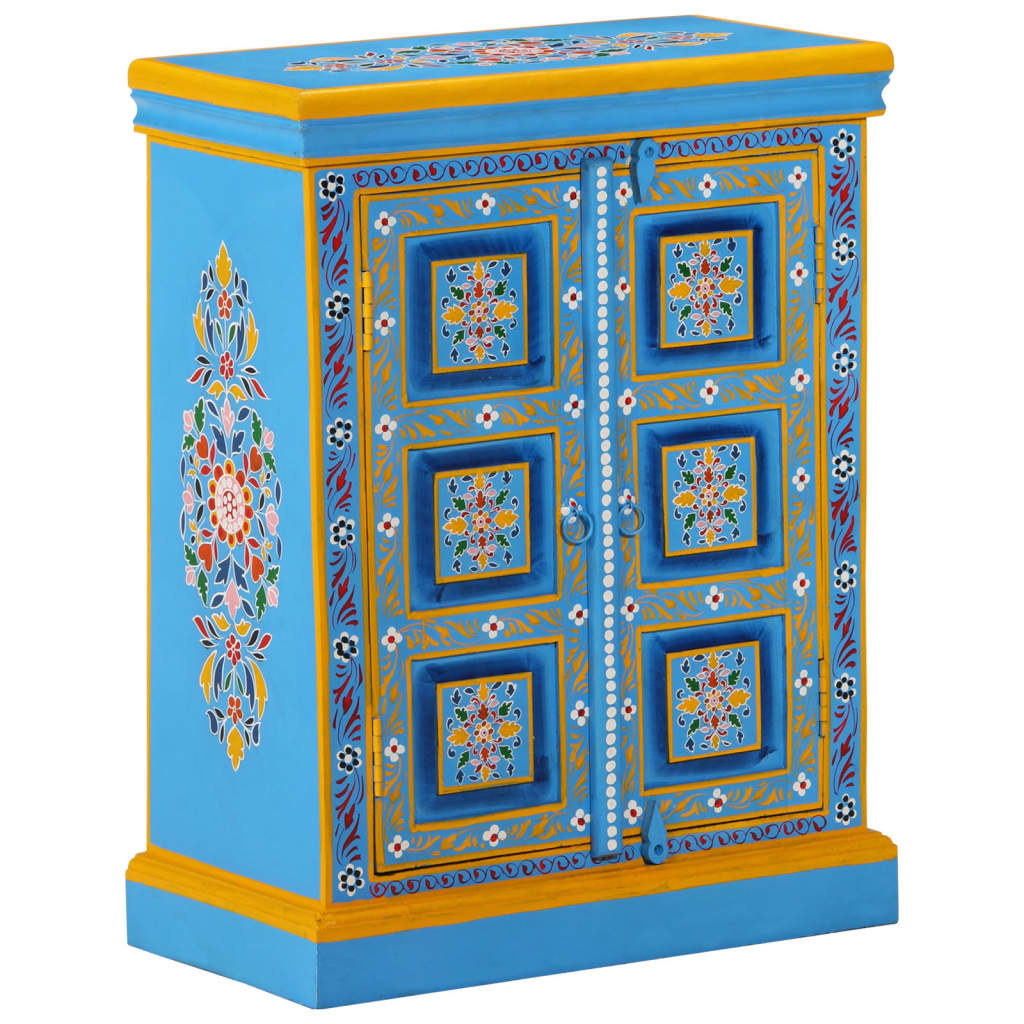 vidaXL Wandkast handgeschilderd massief mangohout turquoise