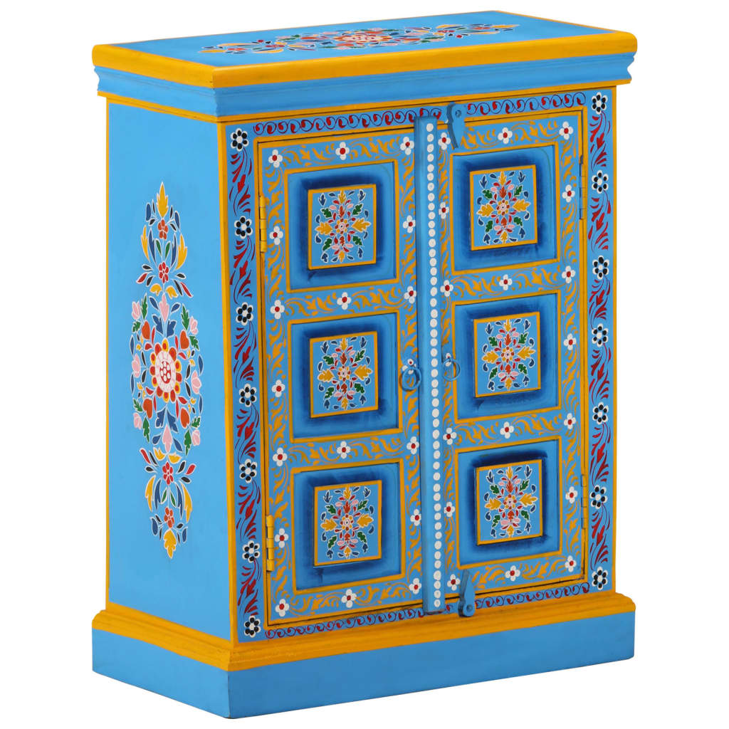 vidaXL Wandkast handgeschilderd massief mangohout turquoise
