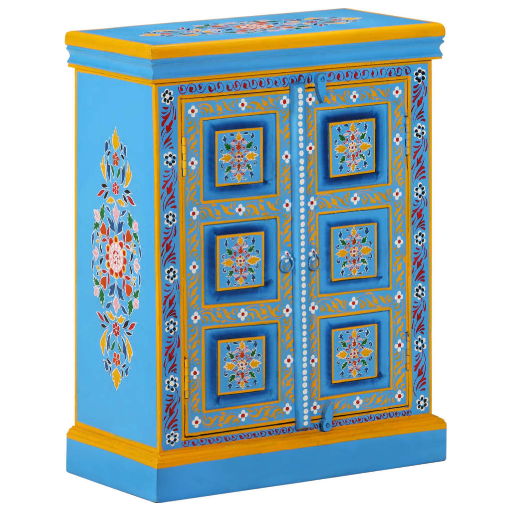 vidaXL Wandkast handgeschilderd massief mangohout turquoise