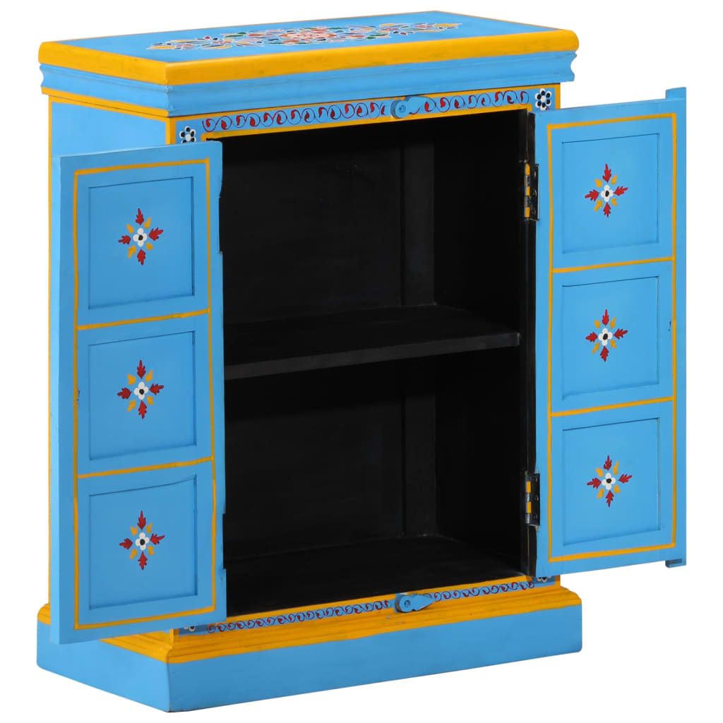 vidaXL Wandkast handgeschilderd massief mangohout turquoise