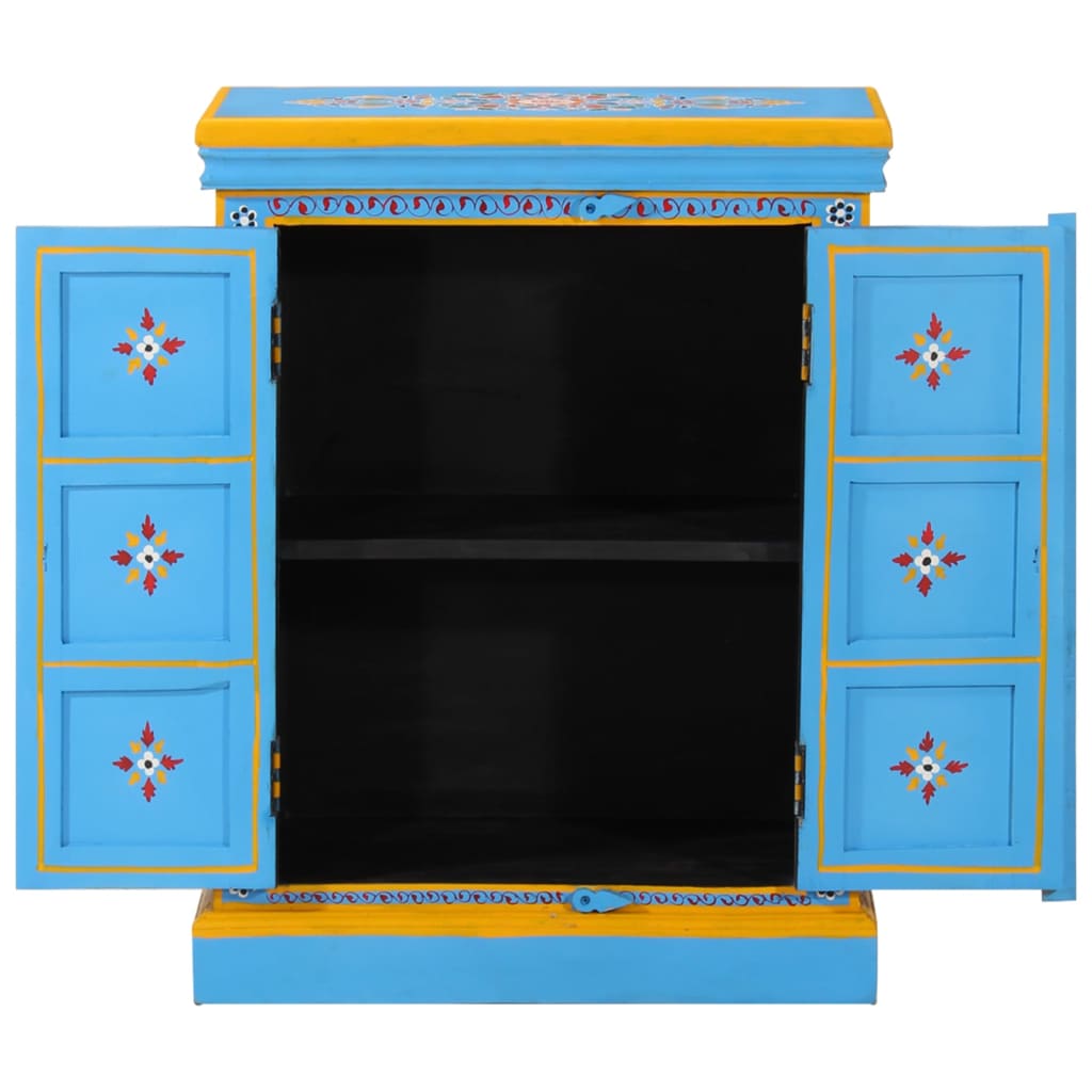 vidaXL Wandkast handgeschilderd massief mangohout turquoise