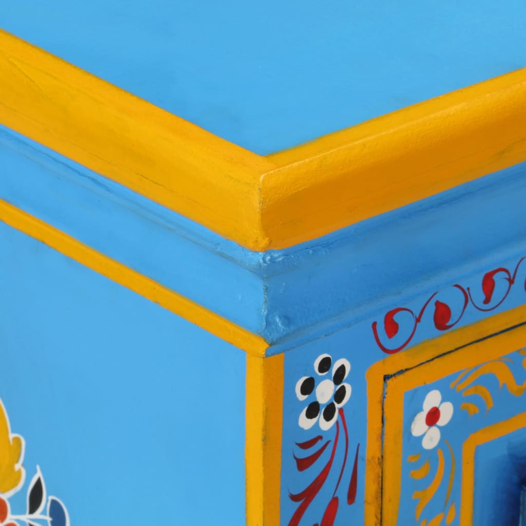 vidaXL Wandkast handgeschilderd massief mangohout turquoise