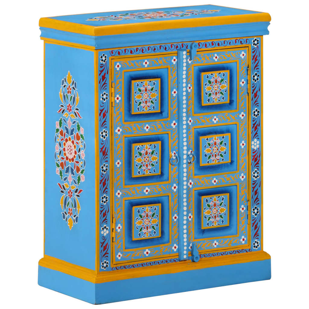 vidaXL Wandkast handgeschilderd massief mangohout turquoise