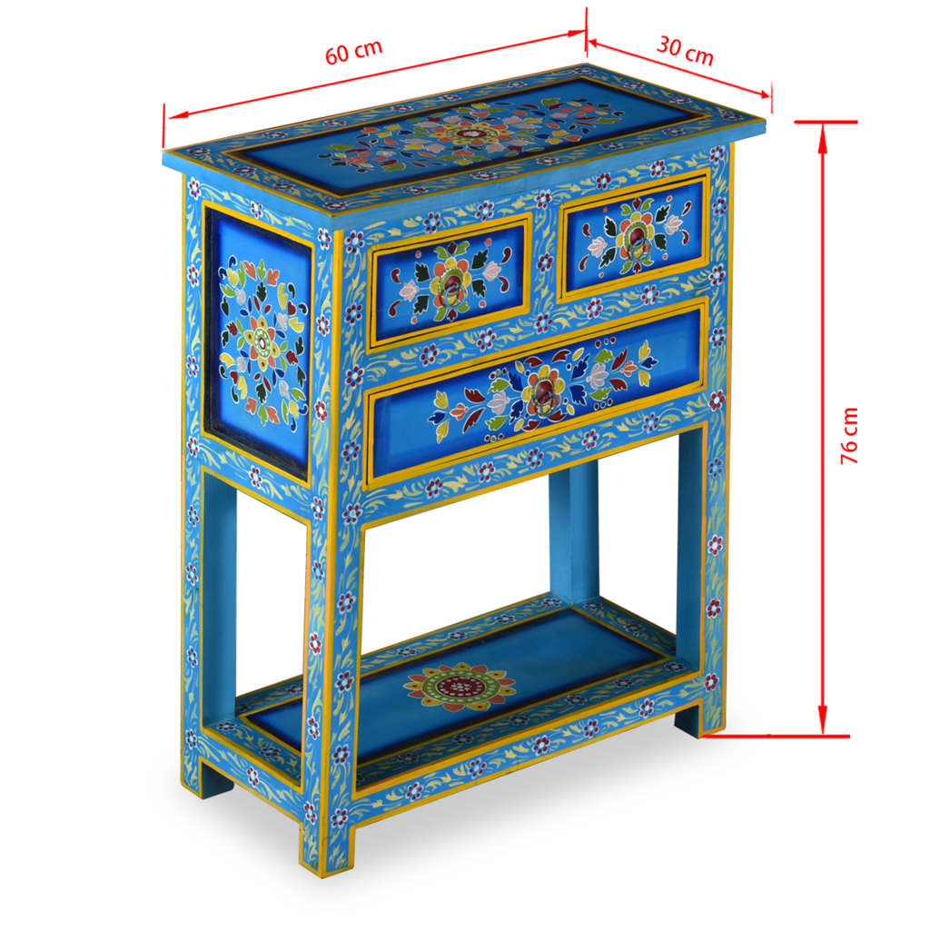 vidaXL Dressoir 55x30x76 cm massief mangohout turquoise