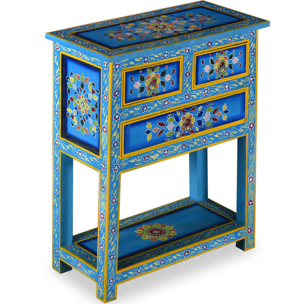 vidaXL Dressoir 55x30x76 cm massief mangohout turquoise