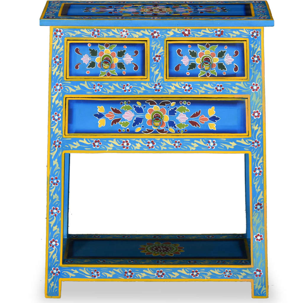 vidaXL Dressoir 55x30x76 cm massief mangohout turquoise