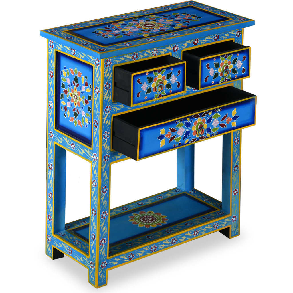vidaXL Dressoir 55x30x76 cm massief mangohout turquoise