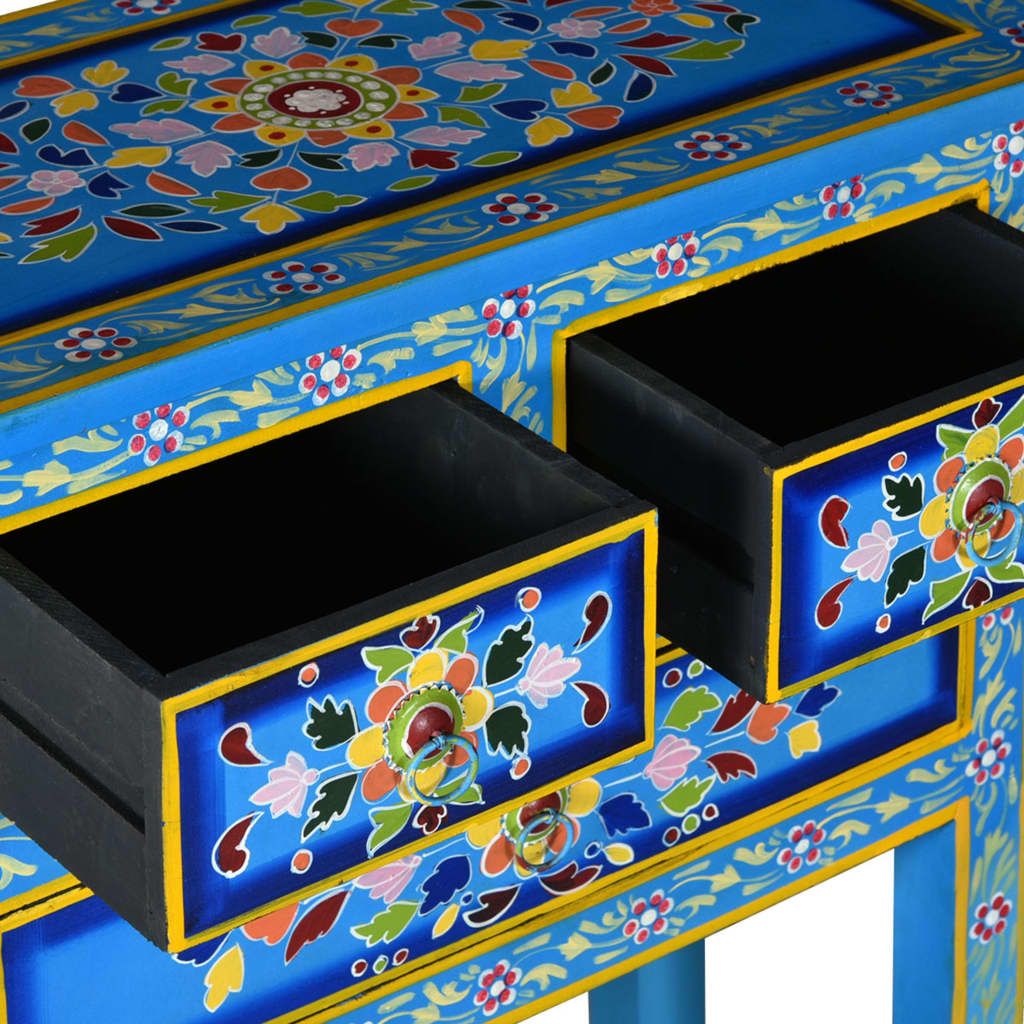 vidaXL Dressoir 55x30x76 cm massief mangohout turquoise